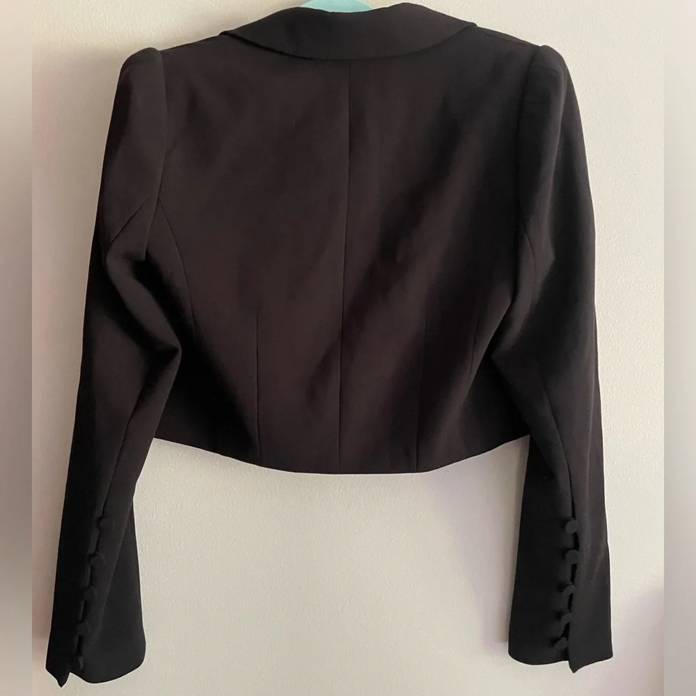 White House Black Market Black Cropped Blazer Suit Jacket, New with Tags, Sz 12 - Picture 2 of 7